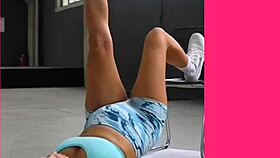 girl performs erotic belly exercises in tight panties