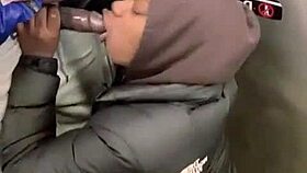 extreme public orgasm as petite babe sucks 11 inch bbc on train