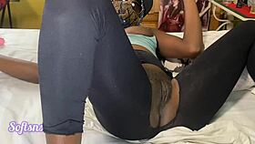 skinny ebony slut in lingerie takes first big black cock in bedroom