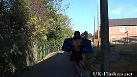 Candy flashes ebony curves in public tease