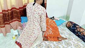 two lesbian indian women share intimate homemade play in bedroom