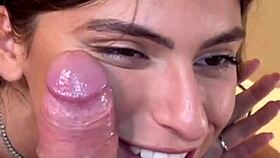 hey 18yo brunette teen practices sloppy deepthroat on huge cock pov