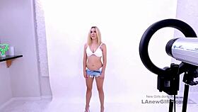 classy blonde spills on wild modeling audition bang