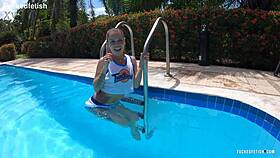 Yessica Bunny's pool tease outdoors 🐰💦
