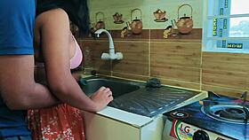 my cheating wife takes big cock pounding hard in the kitchen