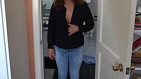 oh man my latina wife looks so hot getting ready in bathroom for sex