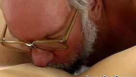 young babe savors grandpa's massive cock in wild group tasting