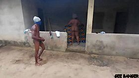 village amateur bent over kitchen counter fucked doggystyle by two long dicks ebony curvy bodybuilder
