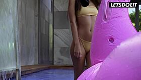 Morning Lesbian Passion Ignites as Anya Krey and Megane Lopez Scissor by the Pool