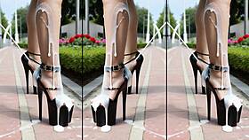 High heels legs feet drenched in public messy cumshots everywhere