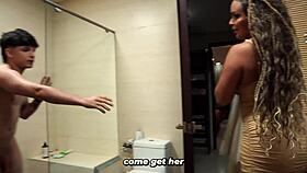 Brunette Milf Prank Backfires into Huge Cock Surprise