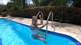 Yessica Bunny's pool tease outdoors 🐰💦