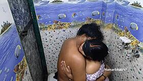 Indian couple enjoys steamy bath sex in bathroom