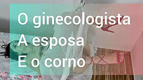 Wife gets examined intimately by the gynecologist right beside her husband