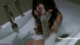 uhh this horny indian housewife showers fingering her big tits pussy