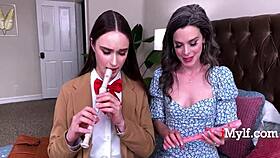 Les music teacher, wanna lick this hot teen student's shaved pussy?