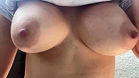 Horny Italian milf bounces big boobs nipples hard close-up smoking
