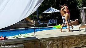 Lexi Bloom Petite Bound Girl Fucked Poolside Monster Cock Facial
