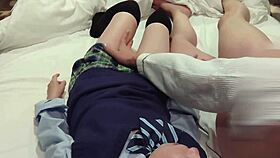 can you believe she rides in school uniform till creampie floods her? 