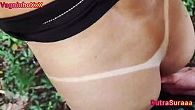 Fucking this blonde's perfect perky ass outdoors with bikini tan lines till mouthful cum