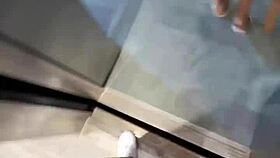 Ready for sloppy black cock in public elevator flashing?