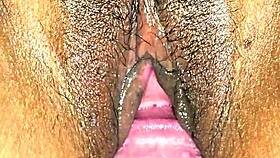sexy latina housewife spreads juicy hairy pussy for creampie closeup