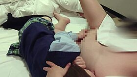 can you believe she rides in school uniform till creampie floods her? 