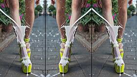 High heels legs feet drenched in public messy cumshots everywhere