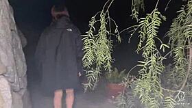 Party girl slips away with two studs turning into their wild outdoor secret
