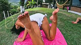 naughty brunettes' tight pussies pounded publicly in couple swap?