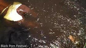 Tourist rams skinny African tribe pussy in steamy forest stream