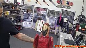 Pawnshop amateur rims then gets pussy pounded up close