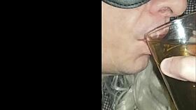 Girlfriend blinds boyfriend crossdresser feeding pee swallow humiliation close up