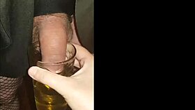 Girlfriend blinds boyfriend crossdresser feeding pee swallow humiliation close up
