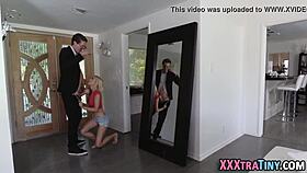 Tiny Blonde Petites Deep Sucking Massive Cock Hungrily