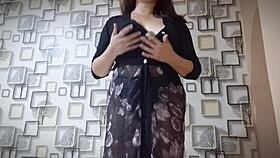 Hot asian babe teases lover with big natural tits passionate solo play