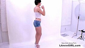 hey gorgeous brunette model shines in her modeling audition fun