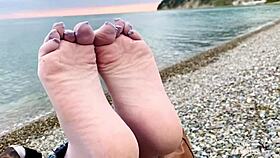 Intense nylon feet tease in jeans outdoor fetish compilation