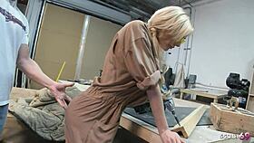 slim big tits wife in sexy lingerie seduces boss's worker for rough cheating sex
