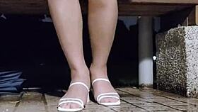 Tingxuan's barefoot heels spark explosive foot cum blast