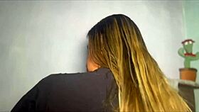 Hey, this chubby Brazilian wife rides hard for her cuck hubby! 🔥🍑😍