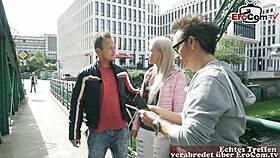 street flirt german blonde teen dragged for outdoor anal mmf double