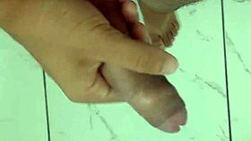 day one of my brazilian solo masturbation with monster cock in bathroom