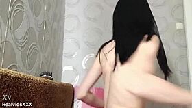 tiny amateur spreads tight pussy lips fucking pink toy deep