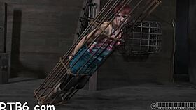Stormy caning whips lusty slut's bound pussy before hardcore domination fuck