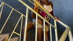 hey neighbor couldn't resist fucking my curvy ass pussy on stairs