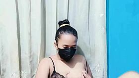 Bikini housewife rams huge dildo deep into juicy pussy solo