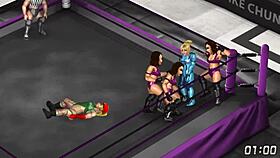 What if lesbian wrestlers Cammy and Samus went ryona in fire pro world?