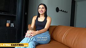 cute pantiless latina teen exposes at modeling casting