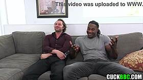 cuckold watches wife ride huge black cock from his buddy